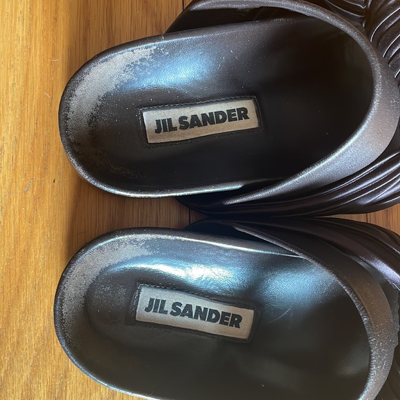 Jil Sander Knot Satin Leather Slides Brown - Picture 9 of 11